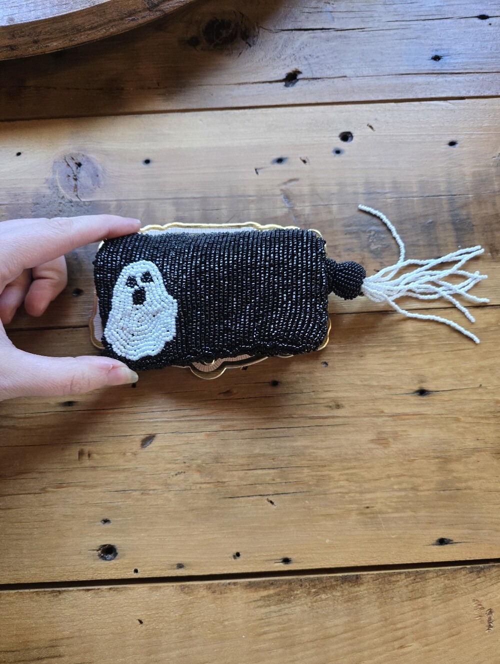 Wandering Moon Beaded Halloween BOO Pouch Coin Purse NWT - Picture 3 of 3